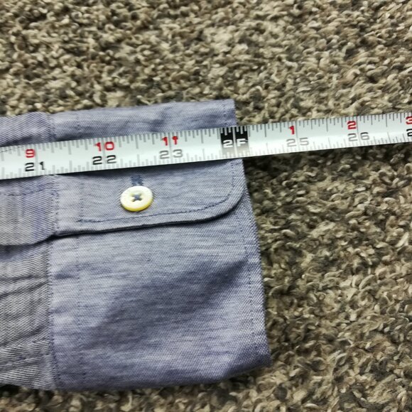 Canali 1934 Shirt Lightweight Long Sleeve Button Up Heather Blue Mens Large - Picture 7 of 9